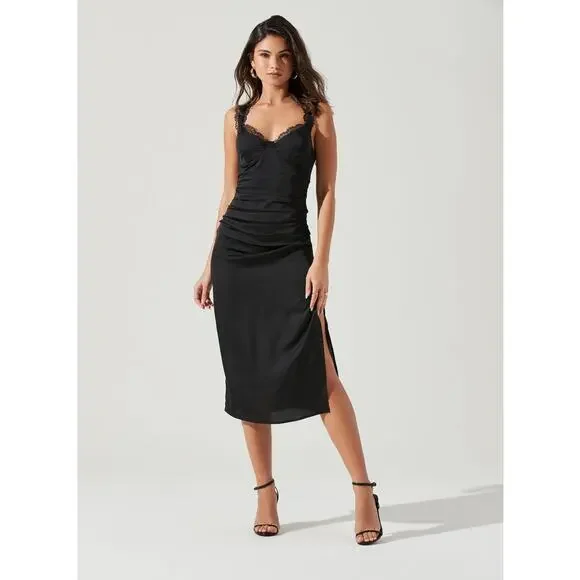 chinese dress ladies Lace Trim Midi Slip Dress